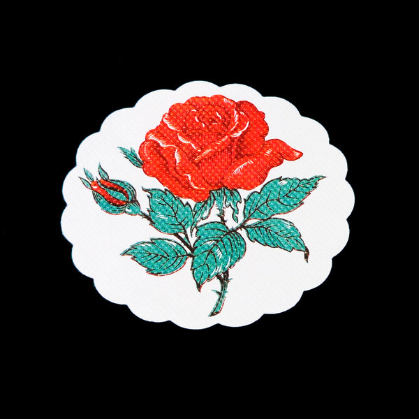 Gl&#228;serunterlagen rote Rose, Papier 1-lg &#216;90mm rund