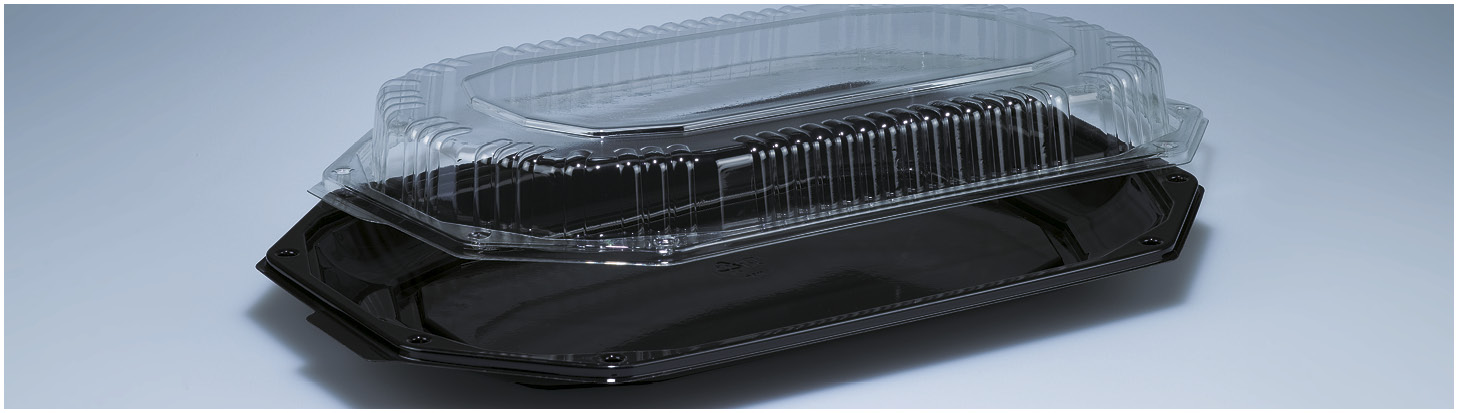 Traiteurplatte 3000gr schwarz RPET, 425x280x35mm, 8-eckig