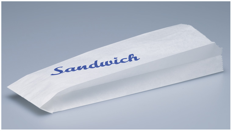 Sandwichbeutel Pergamentpapier, weiss mit Druck