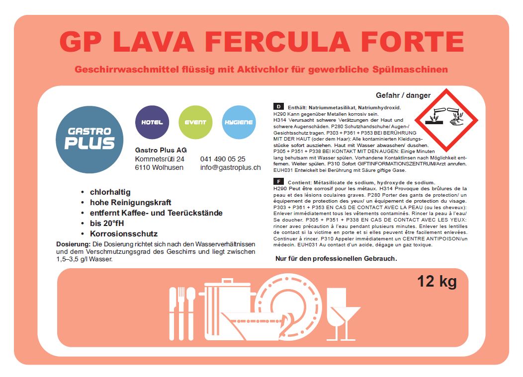 GP Lava Fercula Forte Geschirrwaschmittel fl&#252;ssig 12kg