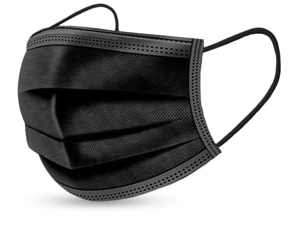 Mundschutz / Masken schwarz mit Gummib&#228;ndern, 3-lagig, PP !NSV!