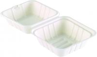 Hamburger- / Menübox Bagasse mit Klappdeckel 475ml