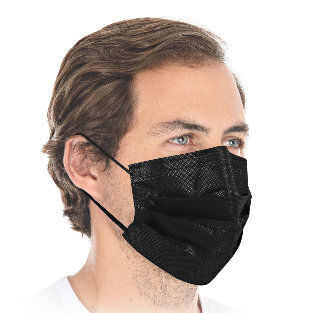 Mundschutz / Masken schwarz mit Gummibändern, 3-lagig, PP