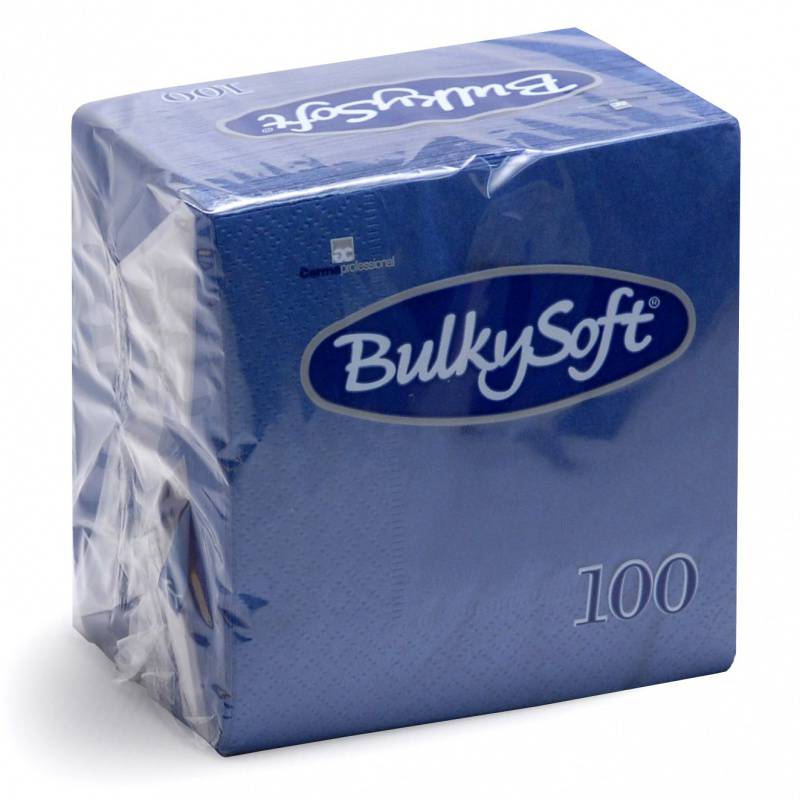 Servietten Cocktail BulkySoft, 1/4-Falz, 2-lg, blau
