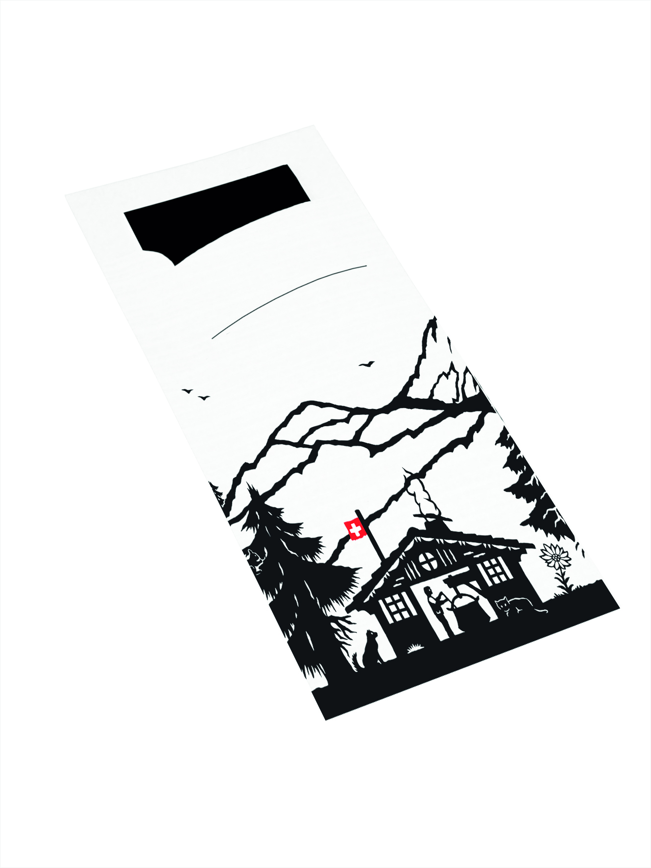 Bestecktasche "Swiss Tradition" Serviette schwarz, 2-lg, 24x40cm