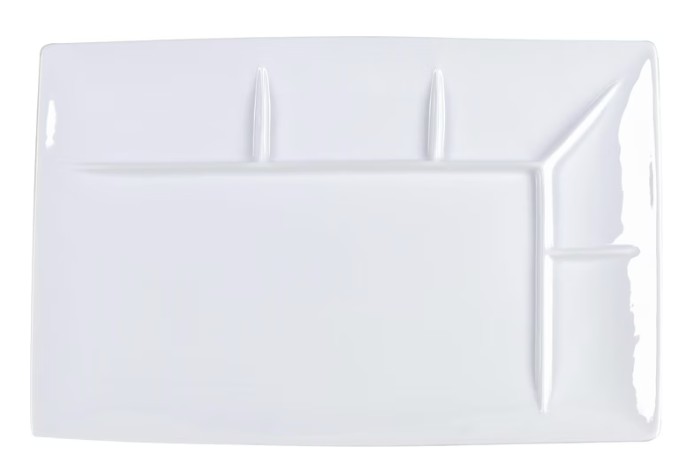 Fondueteller für Gemüse und Fleisch, weiss, 35x23x2.6cm