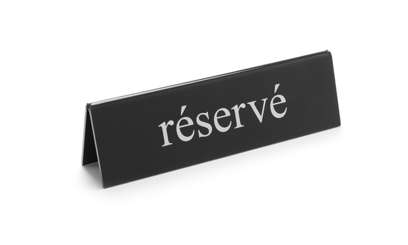 Tischschild "réservé" doppelseitig bedruckt, schwarz/weiss, HENDI