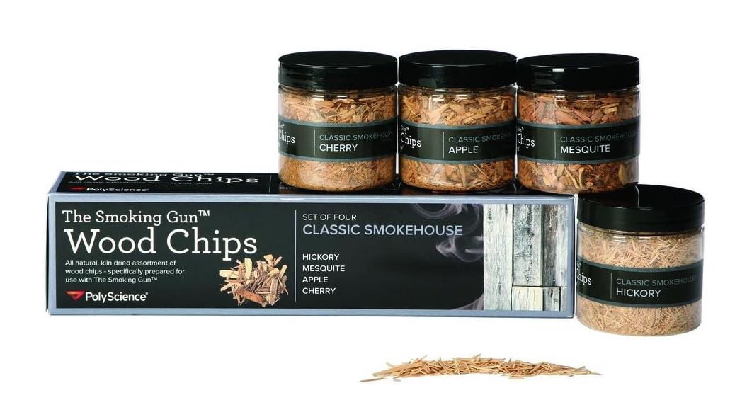 Räucherchips Set, 4 x 25g Dose, Hickory / Mesquite / Appel / Cherry !NSV!