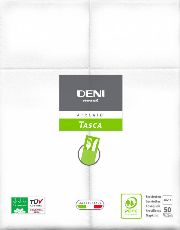 Besteck-Servietten Airlaid, 1/8-Falz, 40x40cm, weiss
