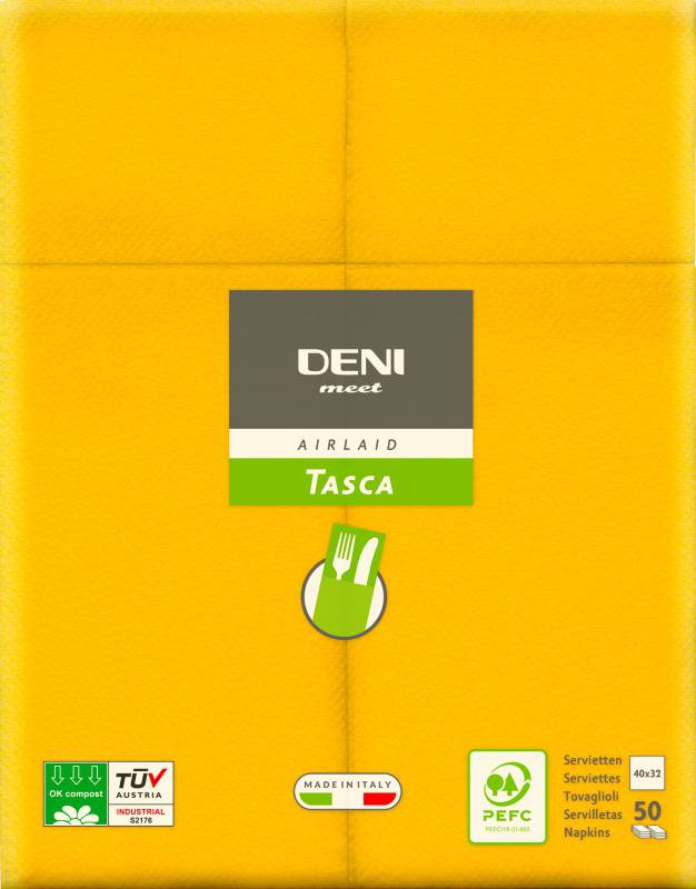 Besteck-Servietten Airlaid, 1/8-Falz, 40x40cm, mais