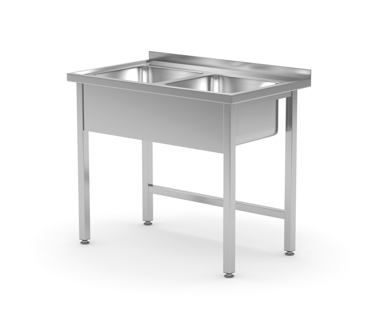 Doppelspültisch, Kitchen Line, 1000x600xH850mm, verschweisst, HENDI