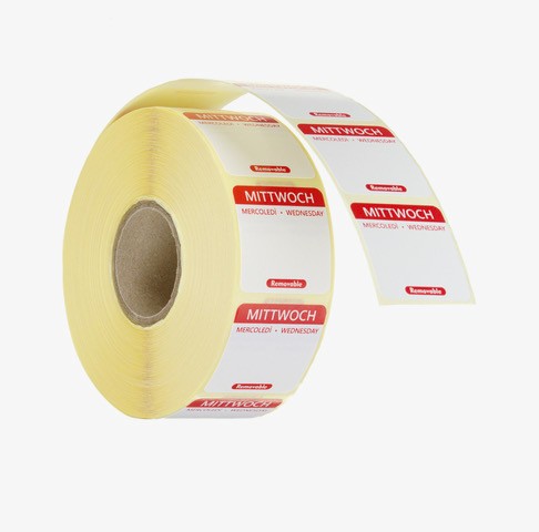 wiederverwendbarer Aufkleber "Mittwoch", rot, 25x25mm, HENDI