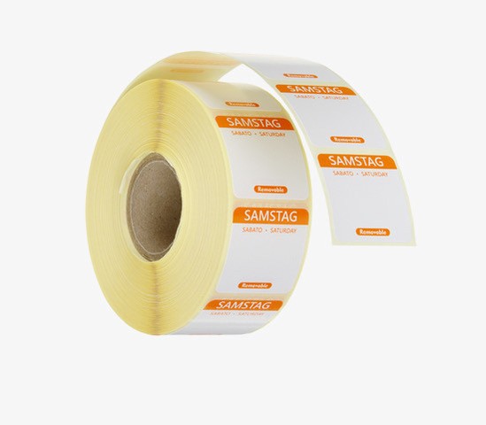 wiederverwendbarer Aufkleber "Samstag", orange, 25x25mm, HENDI