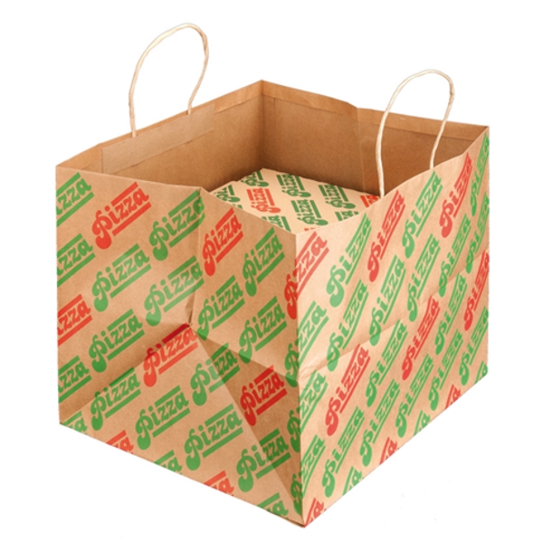 Pizza Papier-Tragtaschen braun, XXL mit Druck