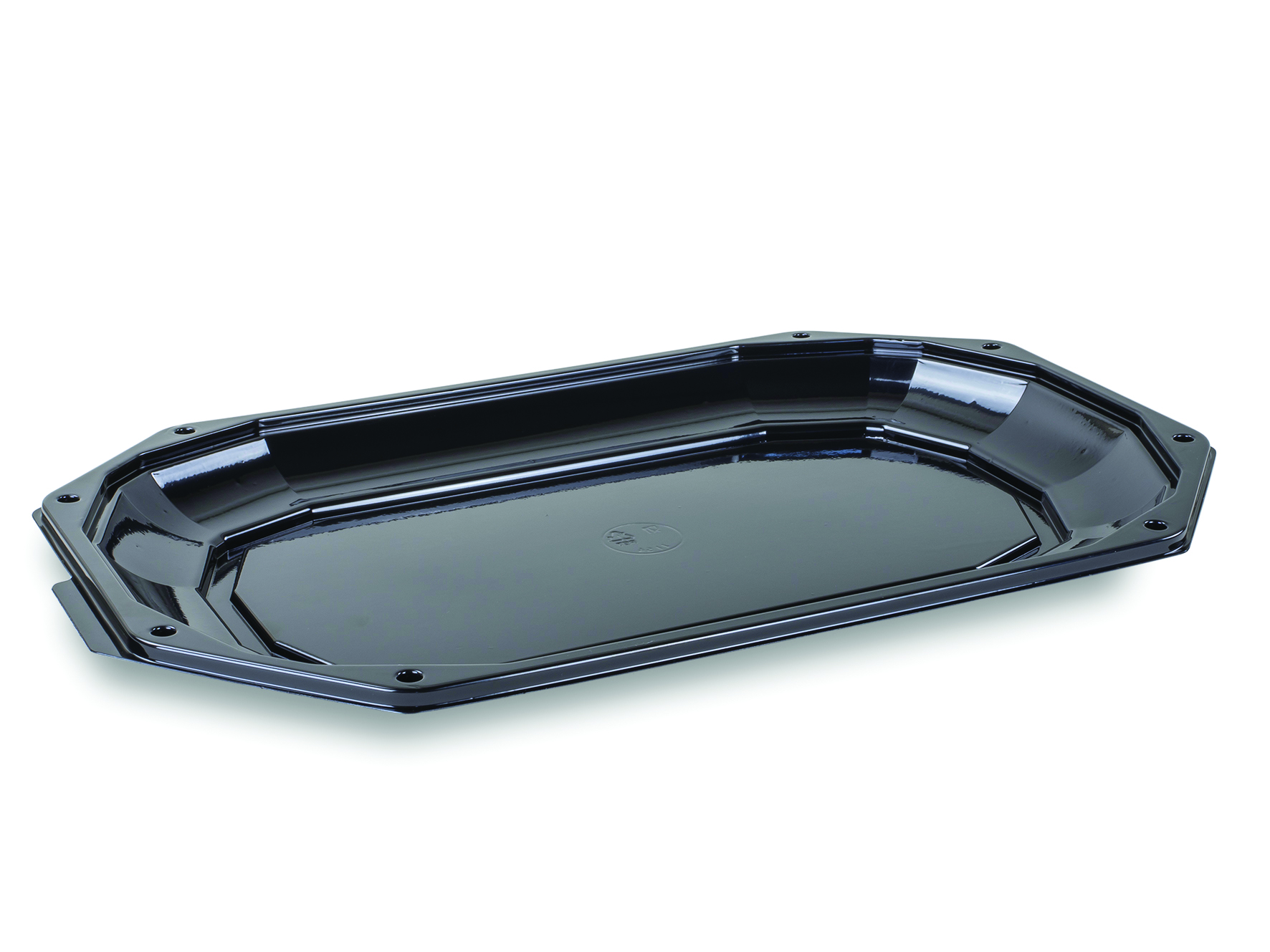 Traiteurplatte 3000gr schwarz RPET, 425x280x35mm, 8-eckig