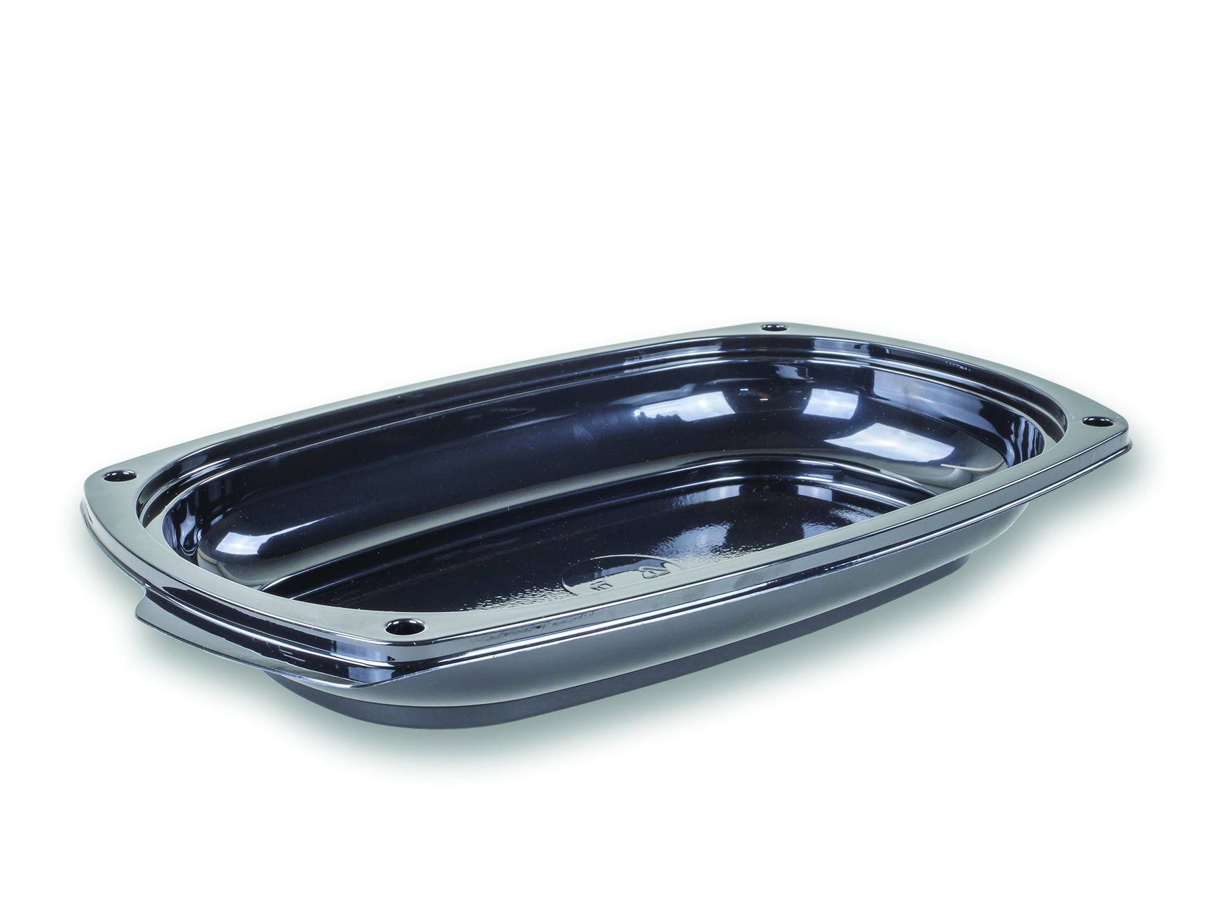 Traiteurplatte 1000gr, oval, schwarz RPET, 295x190x40mm
