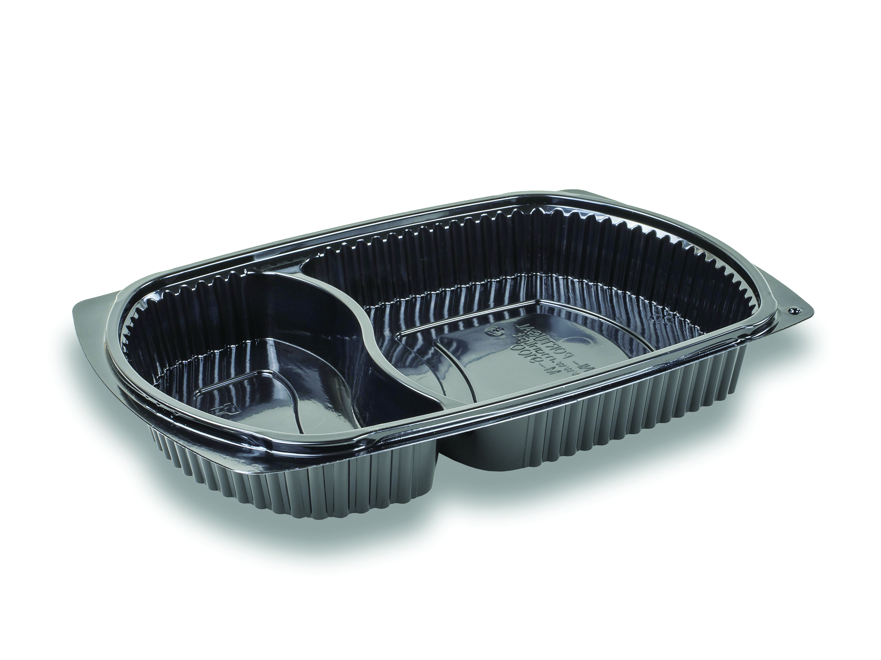 Menuschale 1000gr schwarz PP, 258x183x36mm, 2-teilig