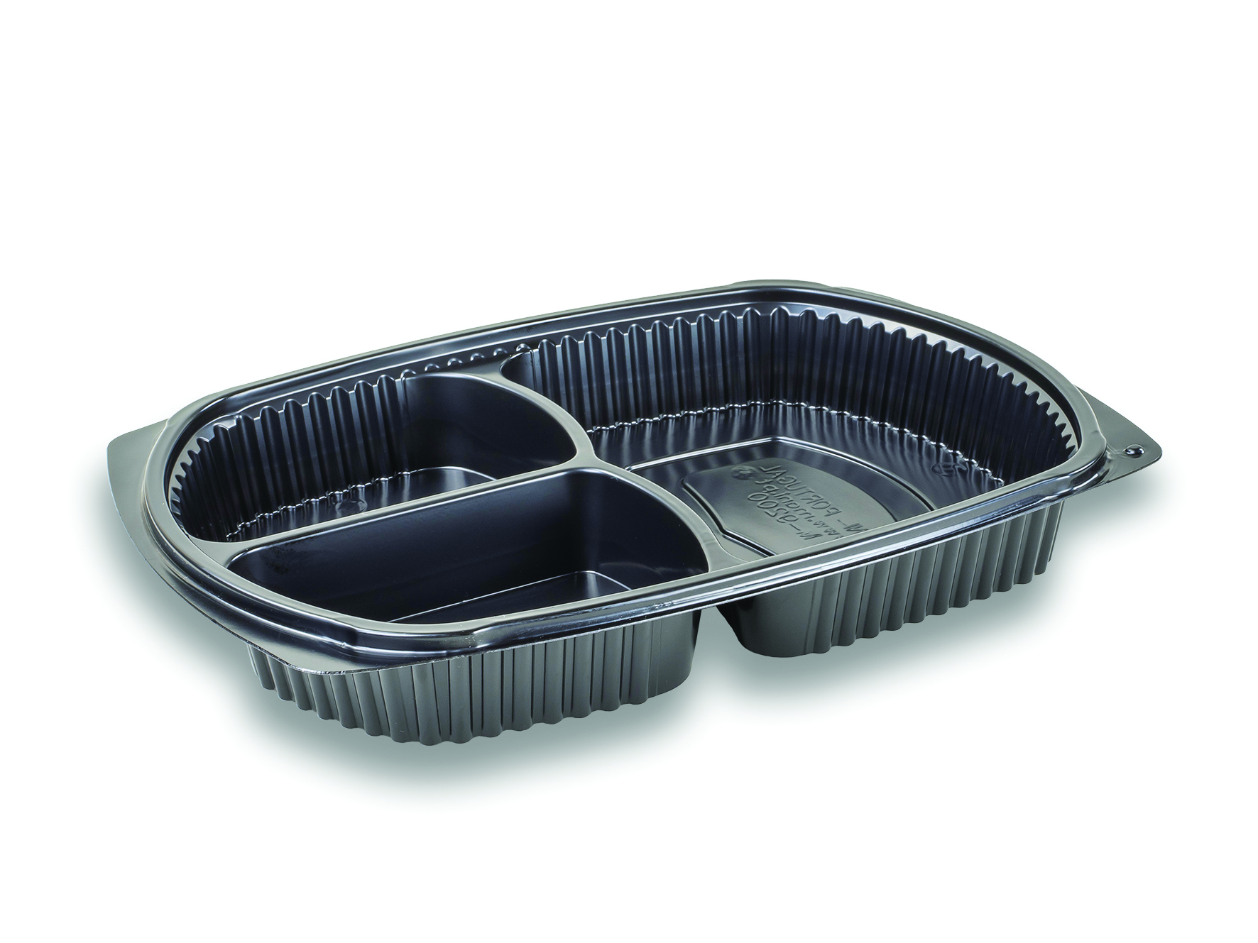 Menuschale 1000gr schwarz, 258x183x36mm, 3-teilig