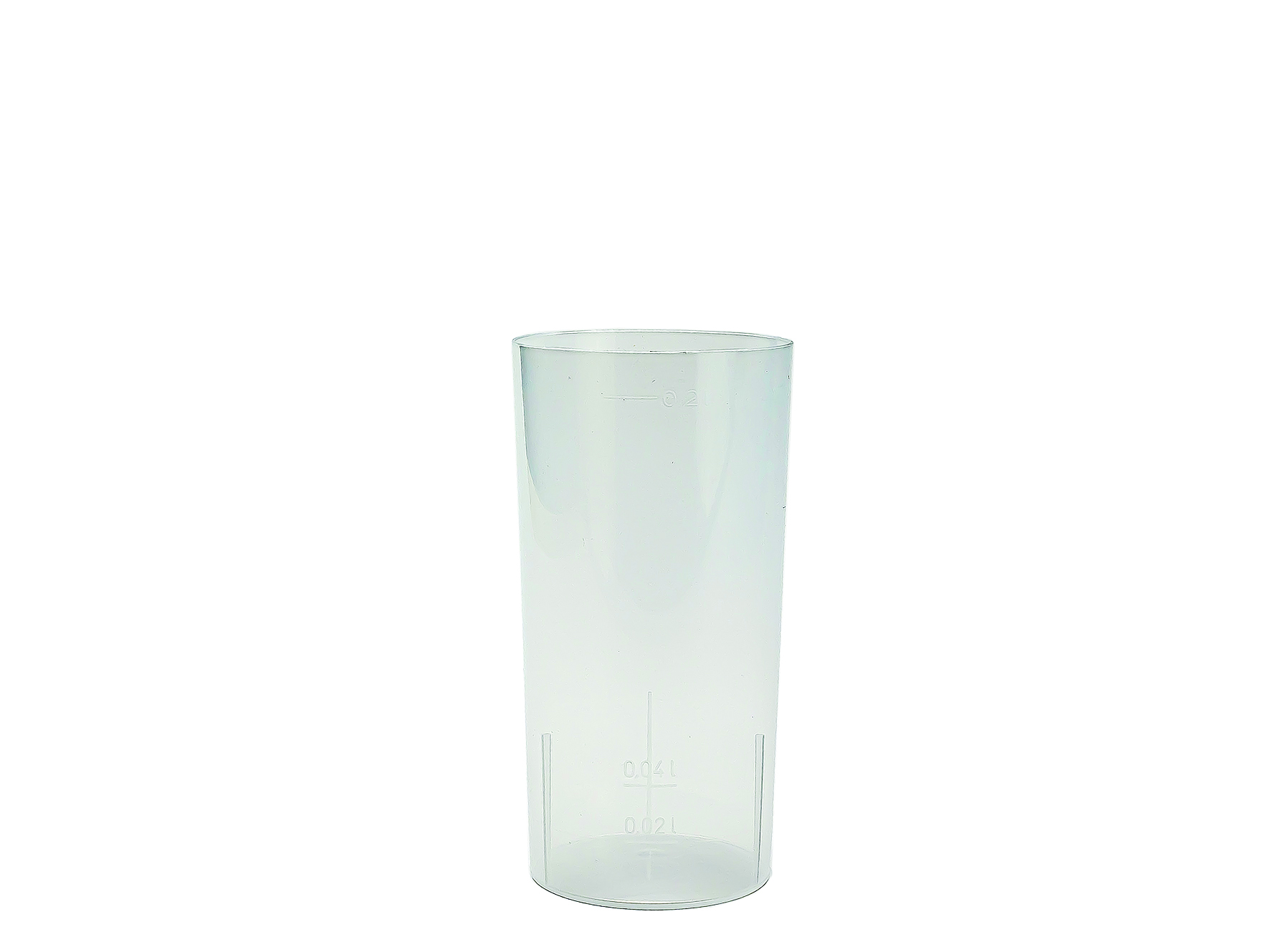 Longdrinkbecher 2dl geeicht 2cl + 4cl, transparent PP, unzerbrechlich