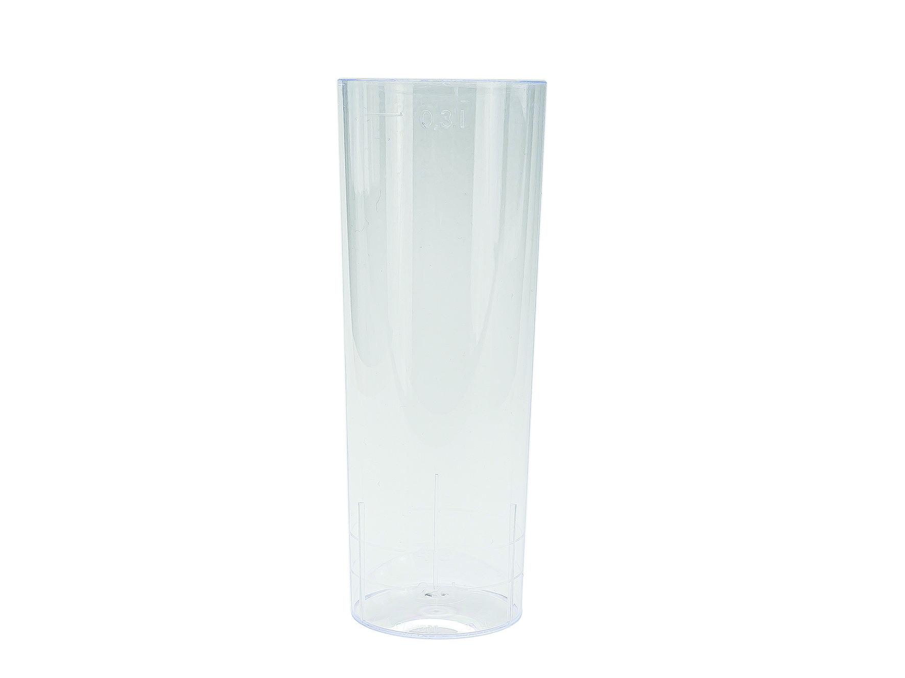 Longdrinkbecher 3dl, geeicht 2cl + 4cl, glasklar PS, zerbrechlich