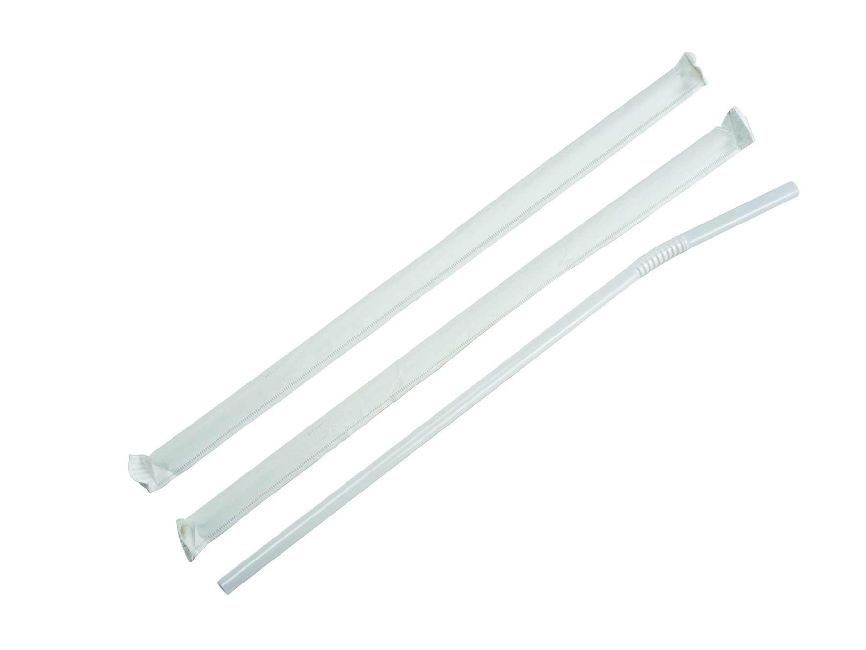 Trinkhalme weiss PS, 240x6mm, biegsam, gehülst