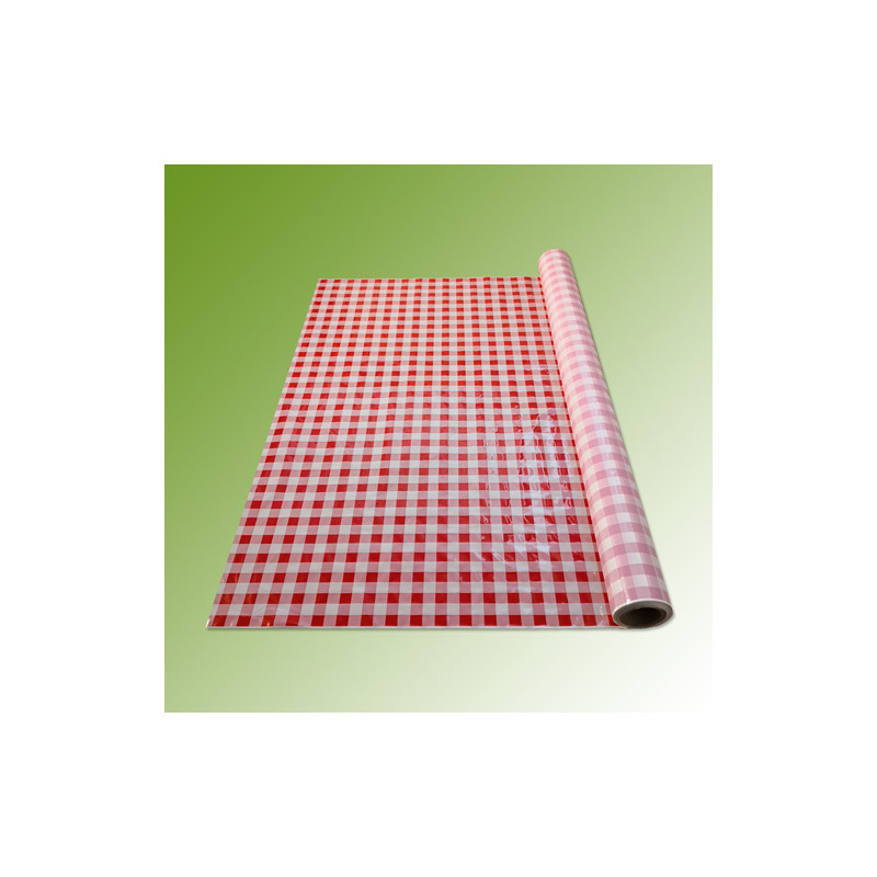 Tischdeckrollen rot/weiss kariert, Plastik, 1x50m