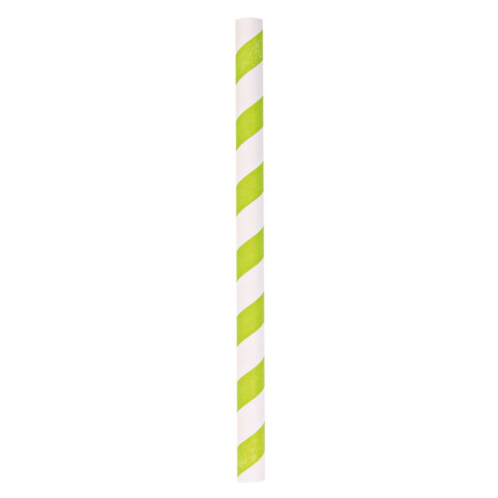 Papier-Trinkhalme grün/weiss, 130mm, ø8mm