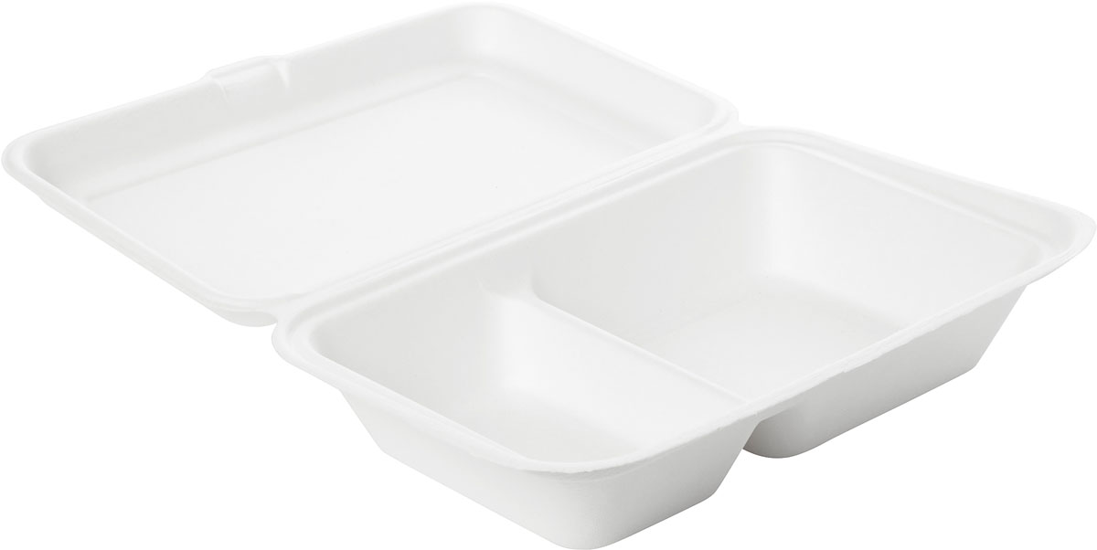 Hamburger- / Menübox Bagasse mit Klappdeckel 470/300ml