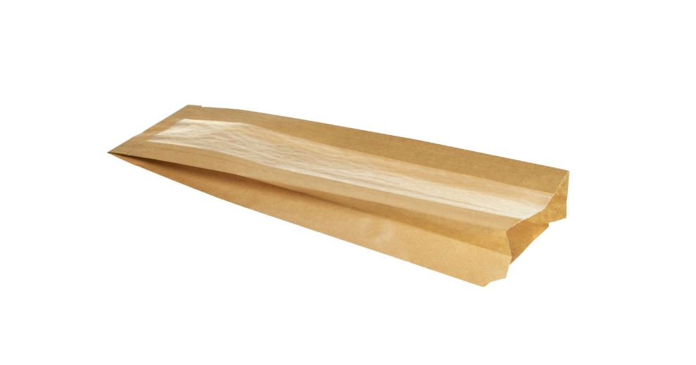 Snack-Tüte / Brotbeutel 100+50x370mm braun mit Sichtfenster