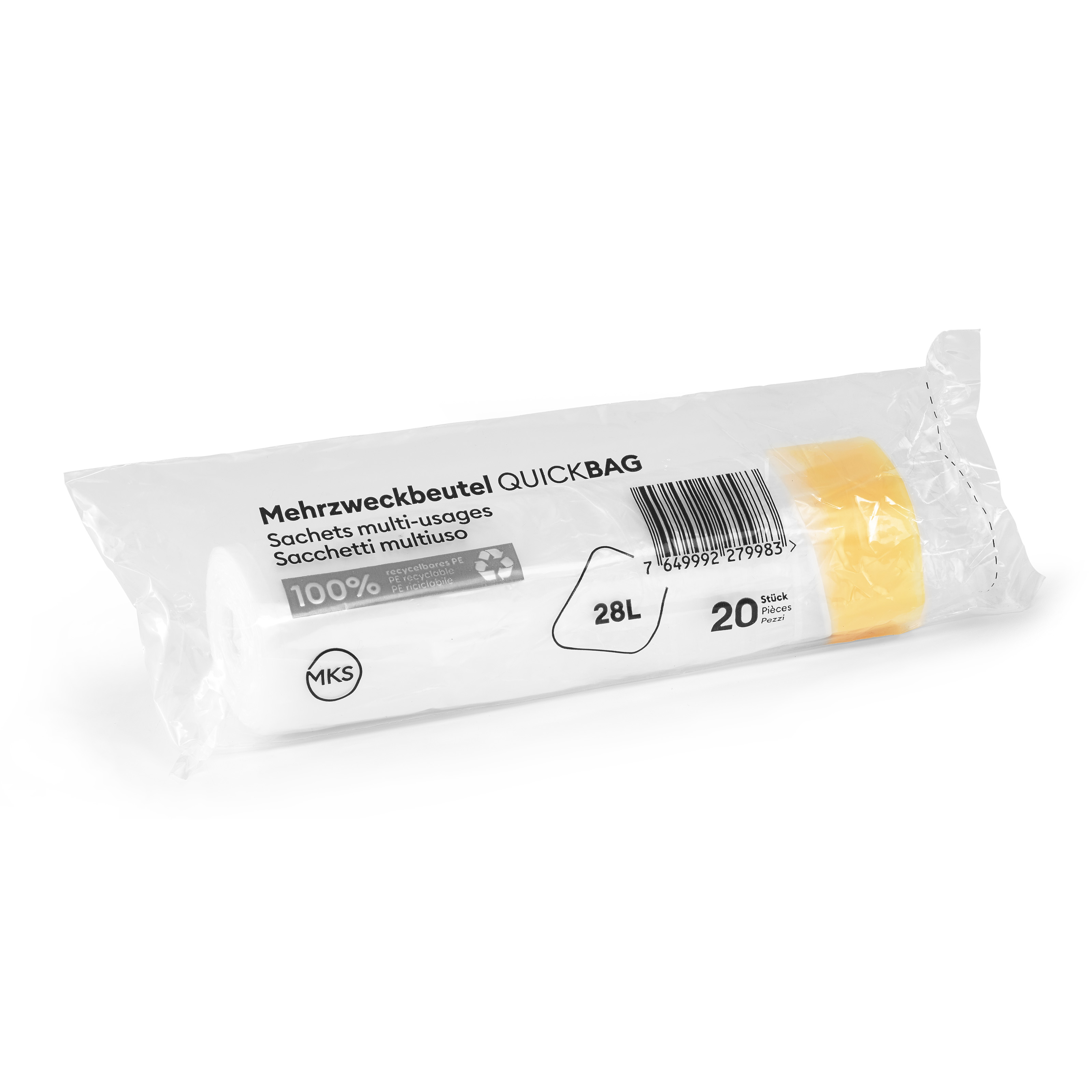 Zugband-Mehrzweckbeutel 28-35l, HDPE, transparent