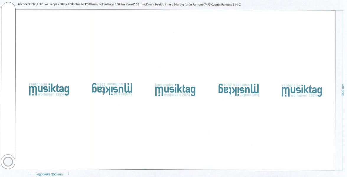 Tischdeckrollen Plastik LDPE weiss, 1m x 100lfm, 50my