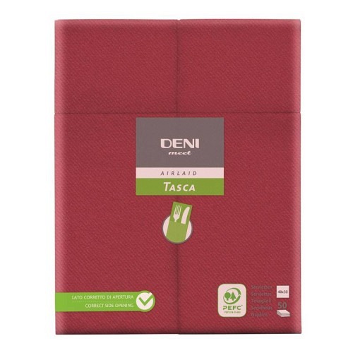 Besteck-Servietten Airlaid, Deni, 1/8-Falz, 40x40cm, bordeaux
