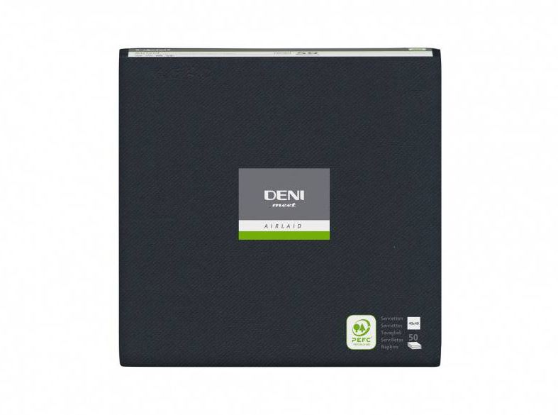 Servietten Airlaid, 1/4-Falz, 40x40cm, schwarz
