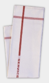 Servicetuch Zwirnhalbleinen weiss/rot 47x60cm