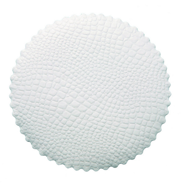 Plattenpapiere rund 12cm, Krokoprägung weiss