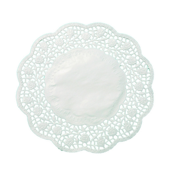 Spitzenpapier Rosenmuster ø18cm rund weiss