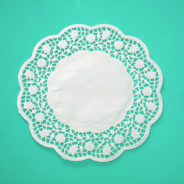 Spitzenpapier Rosenmuster ø24cm rund weiss