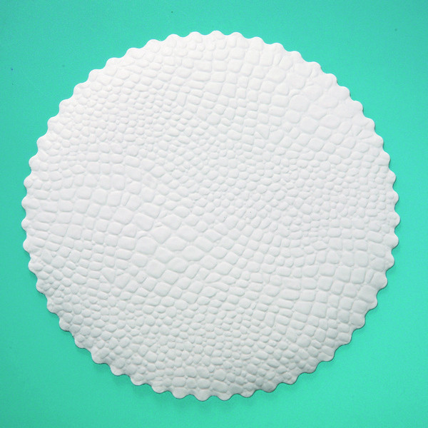 Plattenpapiere rund 18cm, Krokoprägung weiss