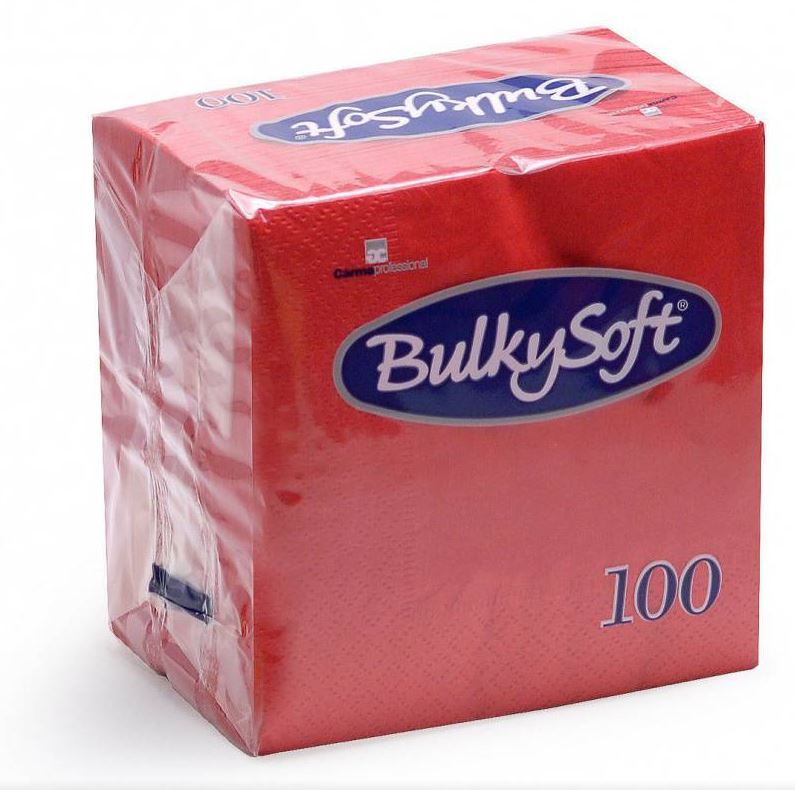 Servietten Cocktail BulkySoft, 1/4-Falz, 2-lg, rot