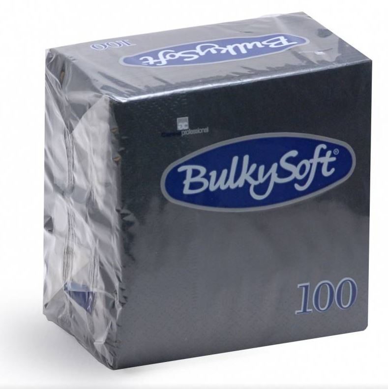 Servietten Cocktail BulkySoft, 1/4-Falz, 2-lg, schwarz