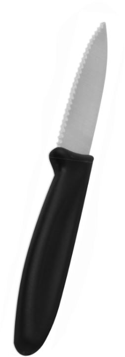 Rüstmesser 12cm Griff schwarz, Wellenschliff