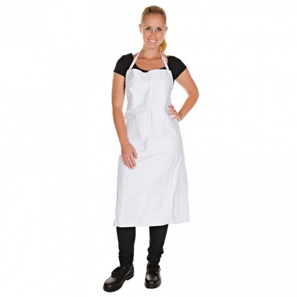 Latzschürze aus Stoff 100%Baumwolle 100x95cm weiss 