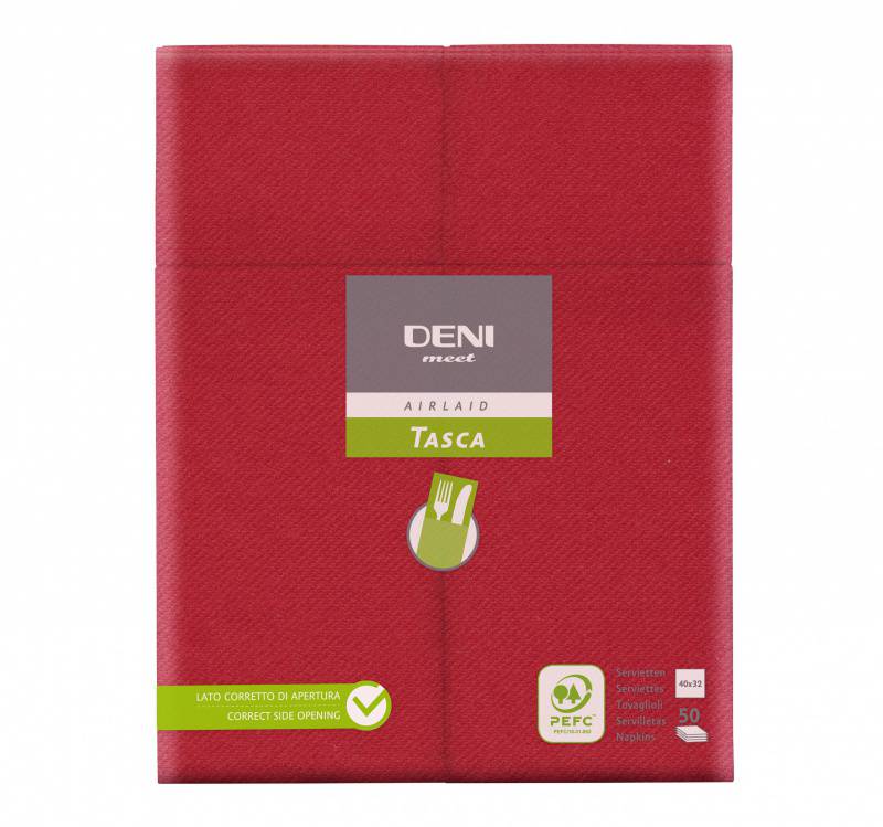 Besteck-Servietten Airlaid, 1/8-Falz, 40x40cm, rot