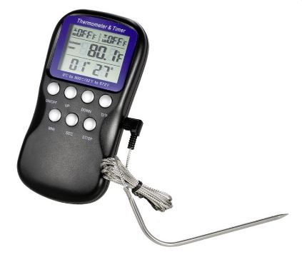 Digital Grillcomputer mit Thermometer, Uhr, Timer