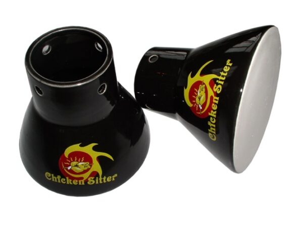 Chicken-Sitter/Poulet-Grillaufsatz aus Keramik schwarz