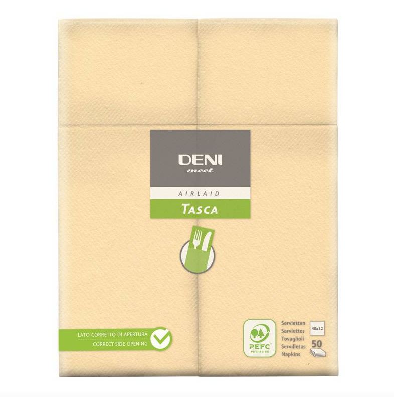 Besteck-Servietten Airlaid, 1/8-Falz, 40x40cm, champagner