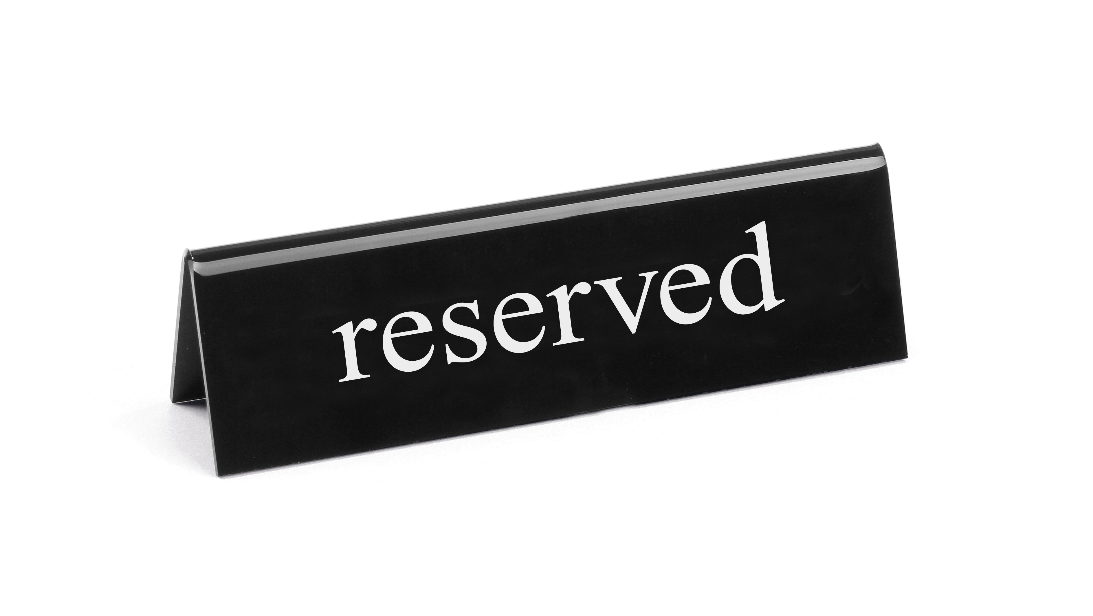 Tischschild "reserved" doppelseitig bedruckt, schwarz/weiss