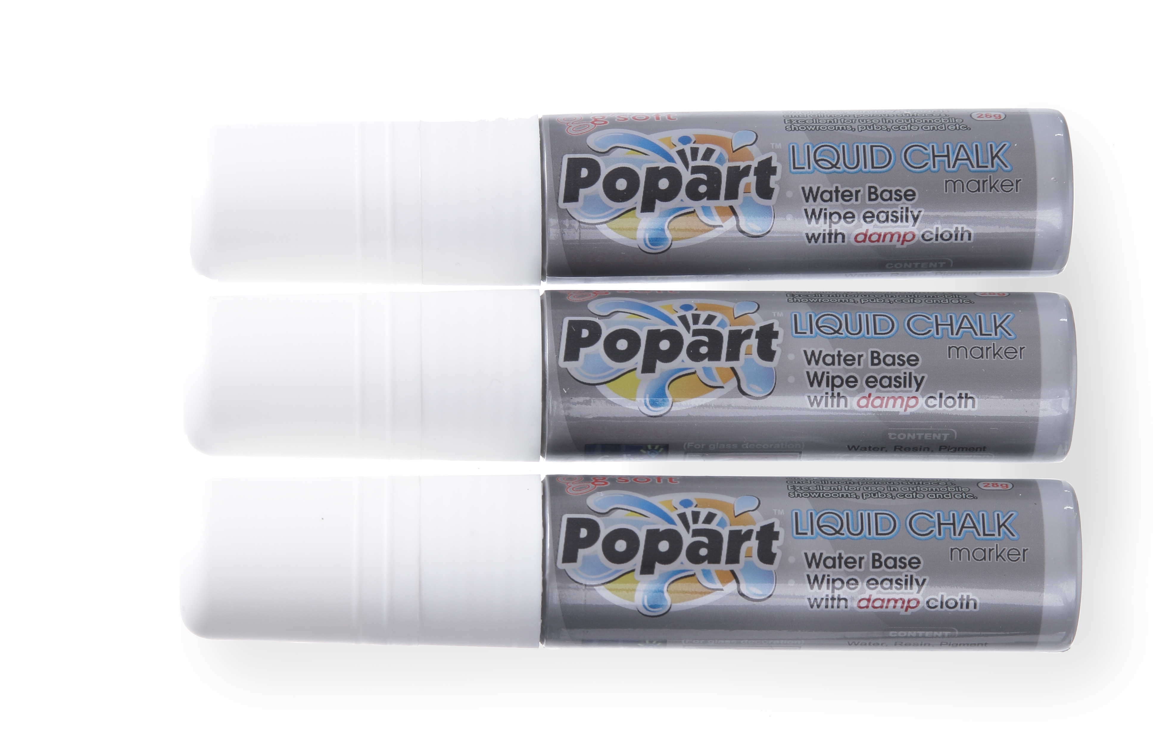 Kreidemarker, 3er Set, weiss, HENDI