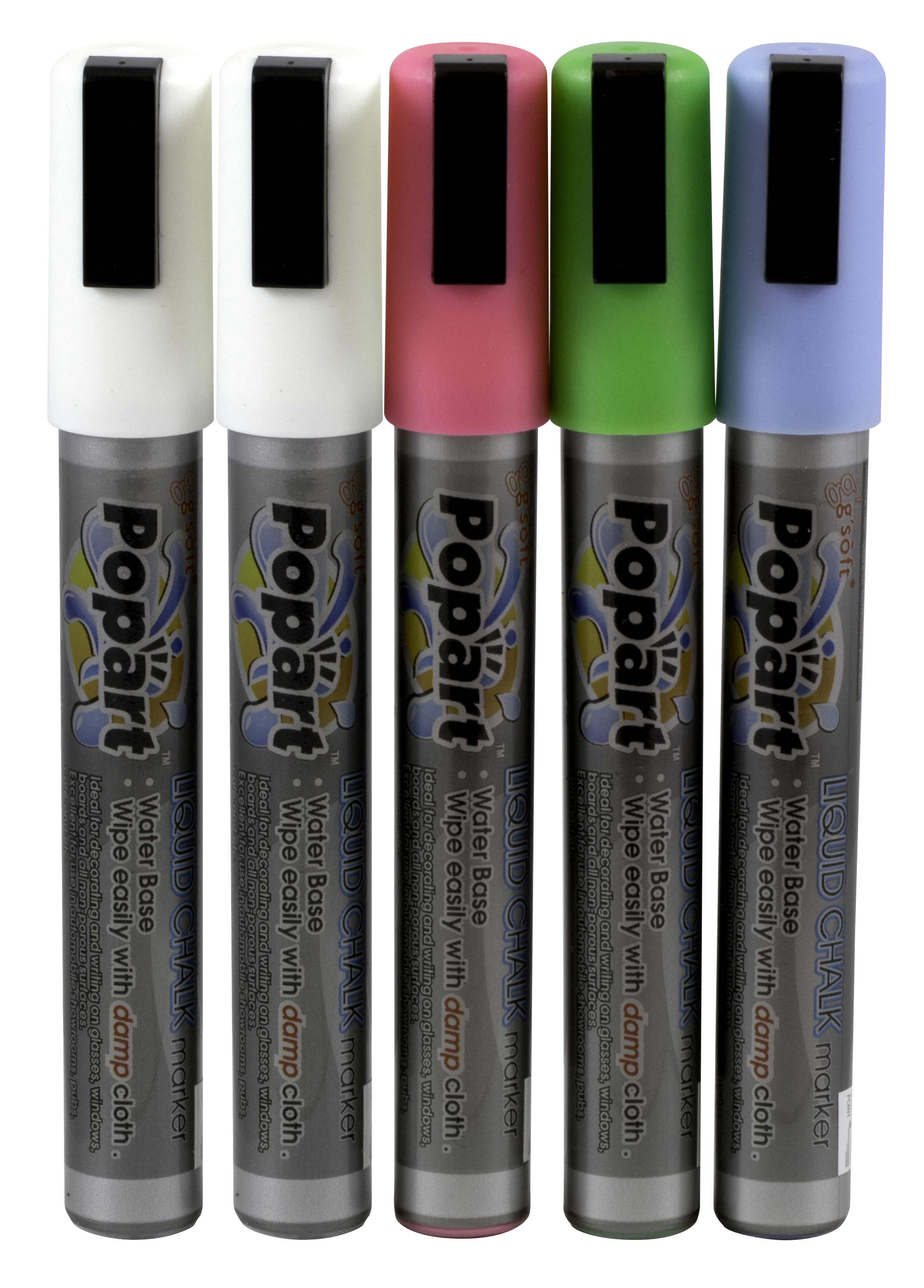 Kreidemarker, 5er Set, bunt, mit schräger Spitze, 2-6mm, HENDI