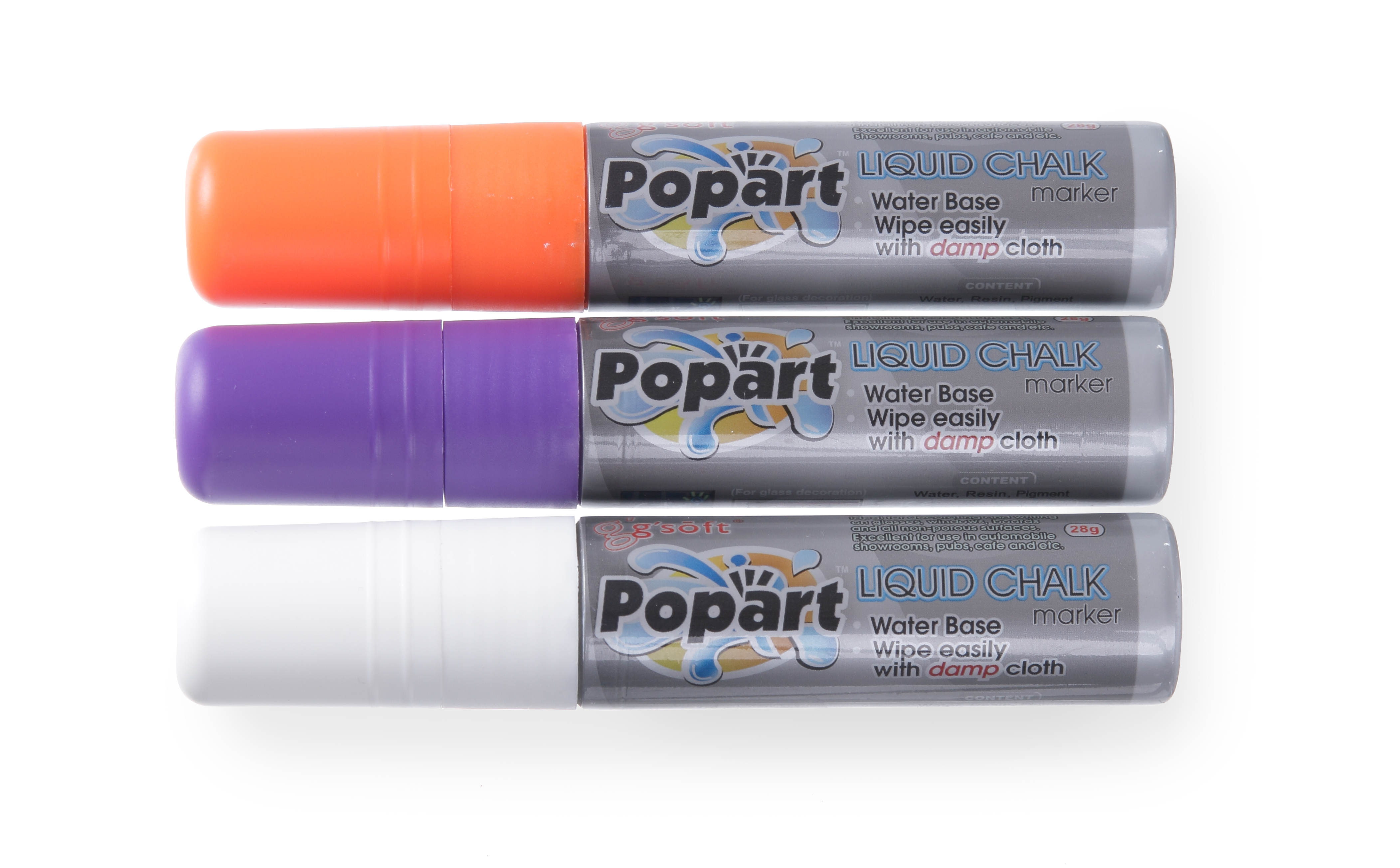 Kreidemarker, 3er Set, bunt, mit flacher Spitze, 15mm, HENDI, !NSV!